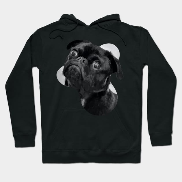 a black sad pug dog painting Hoodie by Arteria6e9Vena